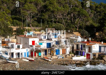 Fishing village Cala SAlguer on the Costa Brava on the Mediterranean coast of Girona in Catalonia Spain Stock Photo