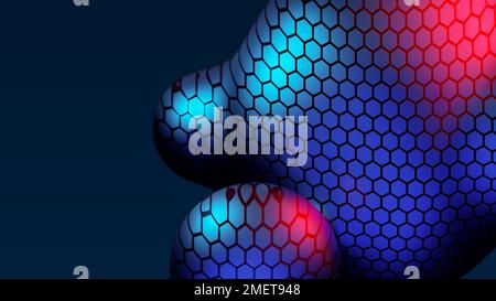 Abstract neon multicolored metaball with scale reptile texture meta ball bubble transition transformation for business presentation background Stock Photo