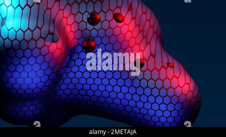 Abstract neon multicolored metaball with scale reptile texture meta ball bubble transition transformation for business presentation background Stock Photo