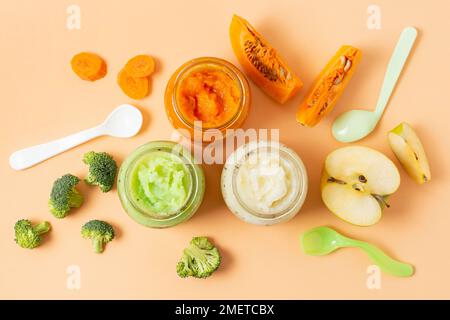 View baby food jars Stock Photo