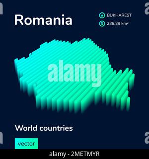 Stylized Map Of Romania. Isometric 3D Green Map With Cities, Borders ...