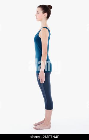 Woman stand back posture exercise hi-res stock photography and