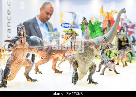 London, UK. 24th Jan, 2023. The Dinosaur range at the Papo stand. The Toy Fair opens its doors at Kensington Olympia to showcase the latest trends in the toy industry. The Toy Fair is the UK's largest dedicated toy, game and hobby trade show with more than 260 exhibitors. Credit: Imageplotter/Alamy Live News Stock Photo