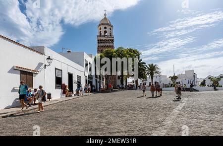 Teguise with the church Iglesia de Nuestra Senora de Guadalupe, Lanzarote, Canary Island, Spain Stock Photo