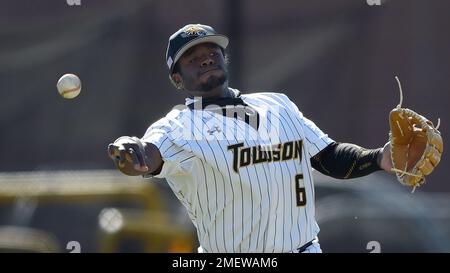 Towson third baseman Brandon Austin during an NCAA baseball game