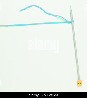 Slip knot before casting on knitting Stock Photo