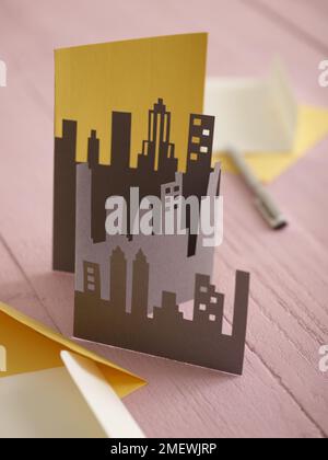 Paper Craft. DIY Concertina City Card Stock Photo