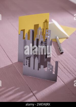 Paper Craft. DIY Concertina City Card Stock Photo