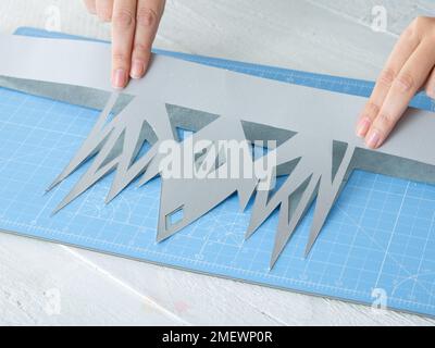 Papercraft Paper crown steps Stock Photo