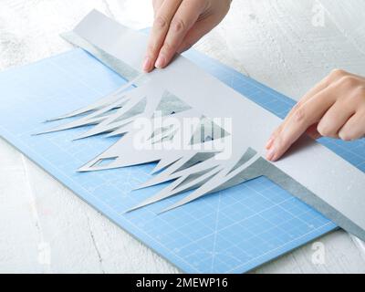 Papercraft Paper crown steps Stock Photo