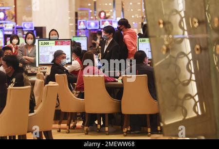 Tourists are seen in the casino at the MGM Cotai, a casino resort, at Cotai Stripin in Macau. 16JAN23  SCMP/Yik Yeung-man Stock Photo