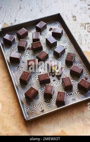 Fresh coriander and lemon truffles Stock Photo