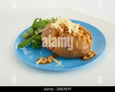 main shot, jacket potato four ways, cheese and beans Stock Photo