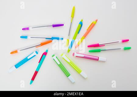 Highlighters and coloured pens Stock Photo