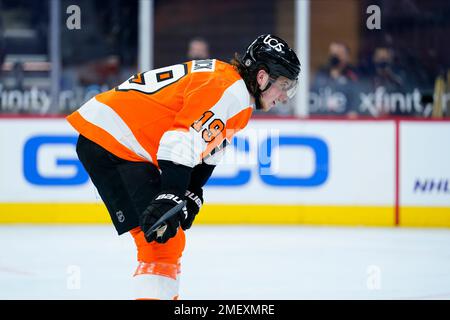 Philadelphia Flyers center Nolan Patrick (19) plays against the Pittsburgh  Penguins during an NHL hockey game, Saturday, March 6, 2021, in Pittsburgh.  (AP Photo/Keith Srakocic Stock Photo - Alamy