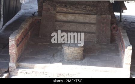 The Great Tenochtitlan, the red temple. Mexico City. Stock Photo