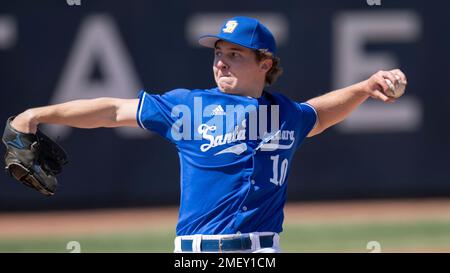 UC Santa Barbara starting pitcher James Callahan (23) during an NCAA  baseball game against UCLA on Tuesday, March 29, 2022, in Los Angeles. (AP  Photo/Kyusung Gong Stock Photo - Alamy