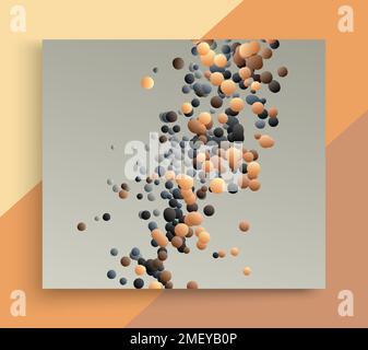 Many flying spheres of different sizes in empty space. Abstract background. 3d vector illustration. Stock Vector