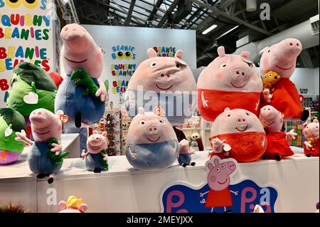 London UK. Peppa Pig. Toy Fair 2023 plays host to more than 250 exhibiting companies covering 22 000 square metres of Olympia London. Toyfair has 10 000 followers on Twitter and the Instagram page