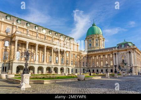 buda castle dome with Matthias hunting fountain in Budapest Hungary . Stock Photo
