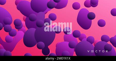 Floating liquid blobs. Abstract colorful banner with fluid shapes. Futuristic composition with bubbles. 3D vector illustration for advertising, market Stock Vector
