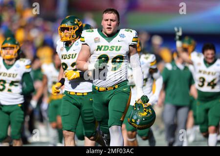 North Dakota State Bisons Spencer Waege (99) during warmups for the ...