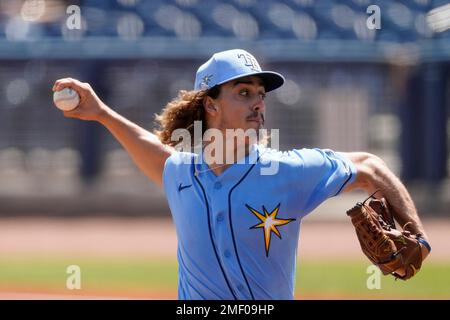 This is a 2021 photo of Kevin Kiermaier of the Tampa Bay Rays baseball  team. This image reflects the Tampa Bay Rays active roster as of Monday,  Feb. 22, 2021 when this image was taken. (Mary DeCicco/MLB Photos via AP  Stock Photo - Alamy