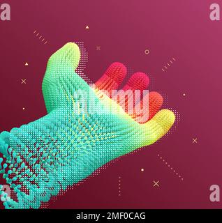Hand open and ready to help. Human arm giving. Connection structure. 3D vector illustration for medicine, science or technology. Stock Vector