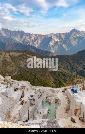 Carrara marble quarry, UNESCO World Heritage Site, in Massa and Carrara, Italy, Europe. Stock Photo