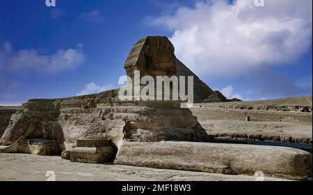 View on the Great Sphinx and the Pyramids in Giza (Cairo,Egypt) Stock Photo