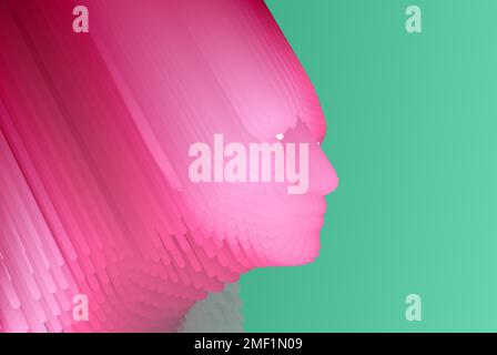 Abstract digital human face. Glitch technique portrait. Conceptual vector illustration. Stock Vector