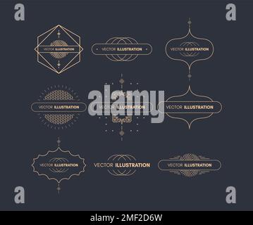 Decorative design element in retro style. Line art design for invitations, posters or presentation. Vector calligraphic template. Stock Vector