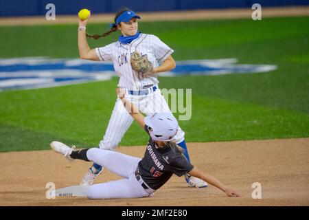 McNeese State infielder Sara Geier (3) throws during an NCAA softball ...