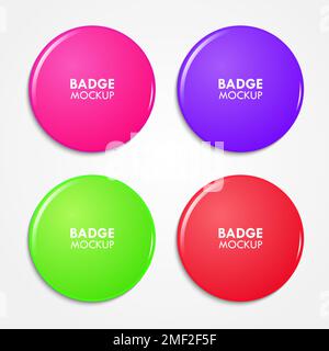 Colorful Realistic Vector Mockup Badges Stock Vector