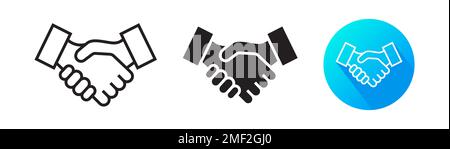Handshake Business Flat Line Colorful Vector Icon Set Stock Vector