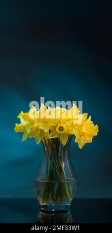 Daffodils in Glass Vase Stock Photo
