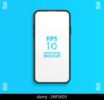 Modern Smartphone Mobile Device White Display Black Vector Mockup Template Stock Vector