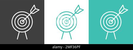 Target Dart Flat Line Strategy Accuracy Vector Icon Set Stock Vector