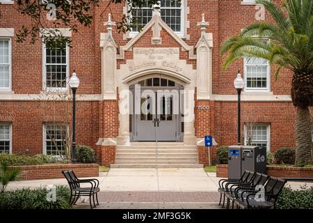 George Peabody Hall, the former Teachers College building along the Plaza of the Americas on the University of Florida campus in Gainesville, Florida. Stock Photo