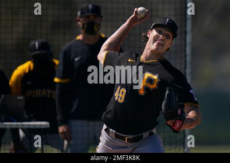 This is a 2021 photo of Blake Cederlind of the Pittsburgh Pirates baseball  team. This image reflects the Pittsburgh Pirates active roster as of  Tuesday, Feb. 23, 2021 when this image was