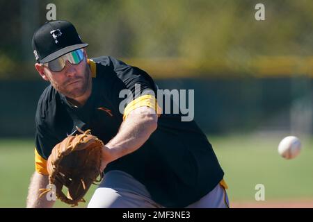 This is a 2021 photo of Adam Frazier of the Pittsburgh Pirates baseball  team. This image reflects the Pittsburgh Pirates active roster as of  Tuesday, Feb. 23, 2021 when this image was