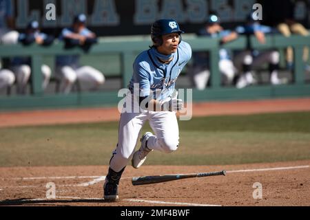 CHARLOTTE, NC - MAY 24: Angel Zarate (40) of the North Carolina Tar Heels  rounds third base towards home during the ACC Baseball Championship  Tournament between the between the North Carolina Tar