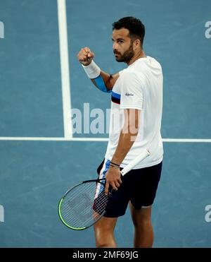 Italy s Salvatore Caruso celebrates a point against compatriot