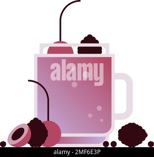 A glass of berry smoothie. Healthy diet. Stock Vector