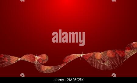 Red abstract  luxury background with curved lines and red bokeh. Stock Vector