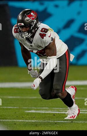 Tampa Bay Buccaneers' Cam Gill (49) runs onto the field before the NFL  Super Bowl 55 football g …