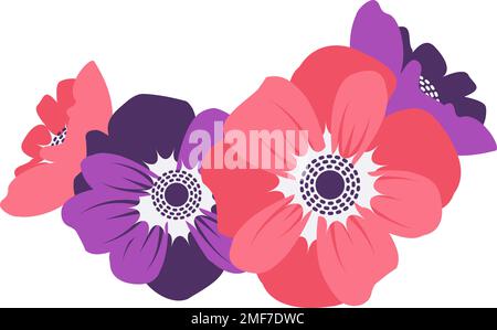Poppy composition open buds. Botanical decorative element. Stock Vector
