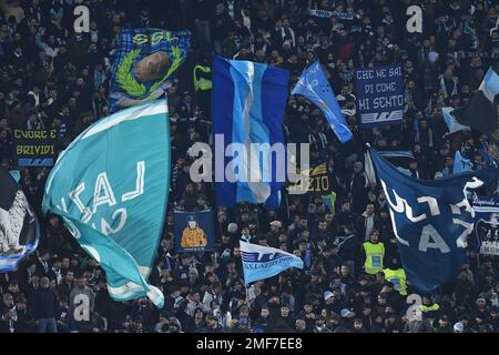 Stadio Olimpico, Rome, Italy. 24th Jan, 2023. Serie A Football ; Lazio versus AC Milan; Lazio fans Credit: Action Plus Sports/Alamy Live News Stock Photo