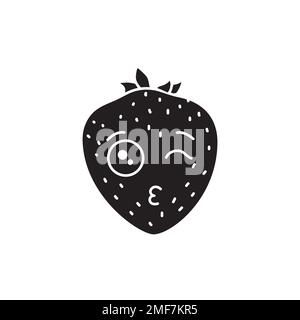 Strawberry kiss color line icon. Mascot of emotions. Pictogram for web page, mobile app, promo. Stock Vector