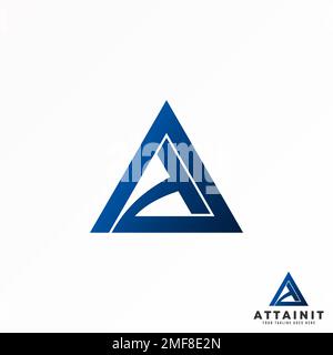 Unique Letter or word T or AT font inside triangle line image graphic icon logo design abstract concept vector stock. associated with initial. Stock Vector